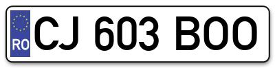 Placuta inmatriculare numar auto  CJ-603-BOO, CJ 603 BOO, CJ603BOO