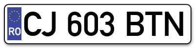 Placuta inmatriculare numar auto  CJ-603-BTN, CJ 603 BTN, CJ603BTN