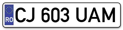 Placuta inmatriculare numar auto  CJ-603-UAM, CJ 603 UAM, CJ603UAM