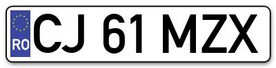 Placuta inmatriculare numar auto  CJ-61-MZX, CJ 61 MZX, CJ61MZX