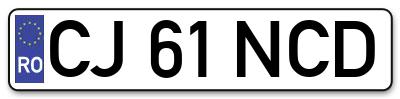 Placuta inmatriculare numar auto  CJ-61-NCD, CJ 61 NCD, CJ61NCD