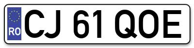Placuta inmatriculare numar auto  CJ-61-QOE, CJ 61 QOE, CJ61QOE