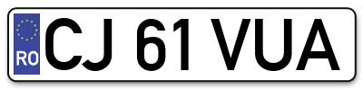 Placuta inmatriculare numar auto  CJ-61-VUA, CJ 61 VUA, CJ61VUA