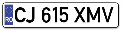 Placuta inmatriculare numar auto  CJ-615-XMV, CJ 615 XMV, CJ615XMV