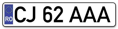 Placuta inmatriculare numar auto  CJ-62-AAA, CJ 62 AAA, CJ62AAA
