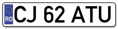 Placuta inmatriculare numar auto  CJ-62-ATU, CJ 62 ATU, CJ62ATU