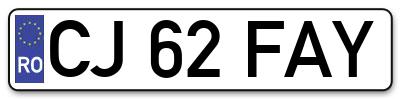 Placuta inmatriculare numar auto  CJ-62-FAY, CJ 62 FAY, CJ62FAY