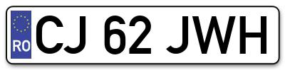 Placuta inmatriculare numar auto  CJ-62-JWH, CJ 62 JWH, CJ62JWH