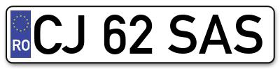 Placuta inmatriculare numar auto  CJ-62-SAS, CJ 62 SAS, CJ62SAS