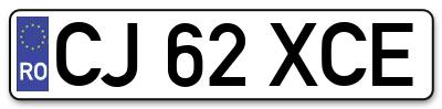 Placuta inmatriculare numar auto  CJ-62-XCE, CJ 62 XCE, CJ62XCE
