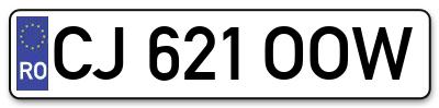 Placuta inmatriculare numar auto  CJ-621-OOW, CJ 621 OOW, CJ621OOW