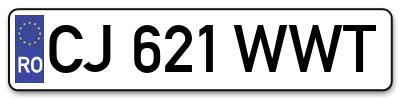 Placuta inmatriculare numar auto  CJ-621-WWT, CJ 621 WWT, CJ621WWT