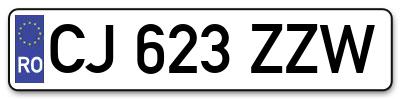 Placuta inmatriculare numar auto  CJ-623-ZZW, CJ 623 ZZW, CJ623ZZW