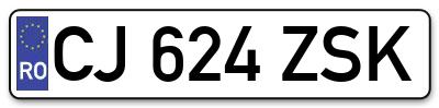 Placuta inmatriculare numar auto  CJ-624-ZSK, CJ 624 ZSK, CJ624ZSK