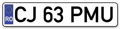 Placuta inmatriculare numar auto  CJ-63-PMU, CJ 63 PMU, CJ63PMU