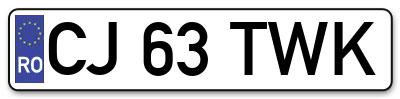 Placuta inmatriculare numar auto  CJ-63-TWK, CJ 63 TWK, CJ63TWK