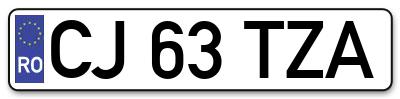 Placuta inmatriculare numar auto  CJ-63-TZA, CJ 63 TZA, CJ63TZA