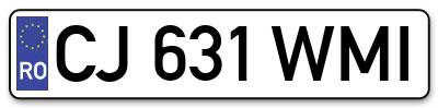Placuta inmatriculare numar auto  CJ-631-WMI, CJ 631 WMI, CJ631WMI