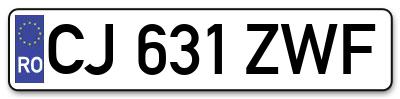 Placuta inmatriculare numar auto  CJ-631-ZWF, CJ 631 ZWF, CJ631ZWF
