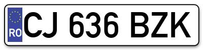 Placuta inmatriculare numar auto  CJ-636-BZK, CJ 636 BZK, CJ636BZK
