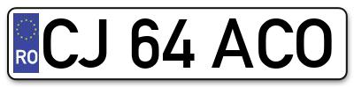 Placuta inmatriculare numar auto  CJ-64-ACO, CJ 64 ACO, CJ64ACO