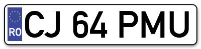 Placuta inmatriculare numar auto  CJ-64-PMU, CJ 64 PMU, CJ64PMU