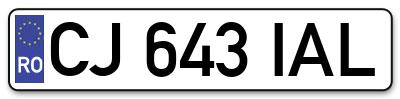 Placuta inmatriculare numar auto  CJ-643-IAL, CJ 643 IAL, CJ643IAL