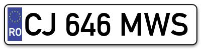 Placuta inmatriculare numar auto  CJ-646-MWS, CJ 646 MWS, CJ646MWS