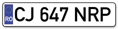 Placuta inmatriculare numar auto  CJ-647-NRP, CJ 647 NRP, CJ647NRP