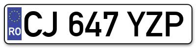 Placuta inmatriculare numar auto  CJ-647-YZP, CJ 647 YZP, CJ647YZP