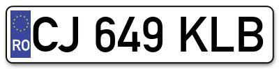 Placuta inmatriculare numar auto  CJ-649-KLB, CJ 649 KLB, CJ649KLB