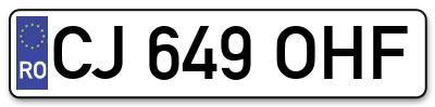 Placuta inmatriculare numar auto  CJ-649-OHF, CJ 649 OHF, CJ649OHF