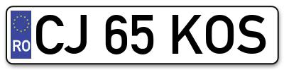 Placuta inmatriculare numar auto  CJ-65-KOS, CJ 65 KOS, CJ65KOS