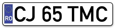 Placuta inmatriculare numar auto  CJ-65-TMC, CJ 65 TMC, CJ65TMC