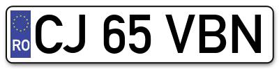 Placuta inmatriculare numar auto  CJ-65-VBN, CJ 65 VBN, CJ65VBN
