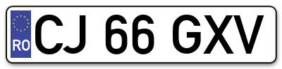 Placuta inmatriculare numar auto  CJ-66-GXV, CJ 66 GXV, CJ66GXV
