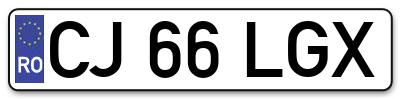 Placuta inmatriculare numar auto  CJ-66-LGX, CJ 66 LGX, CJ66LGX