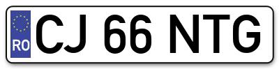 Placuta inmatriculare numar auto  CJ-66-NTG, CJ 66 NTG, CJ66NTG
