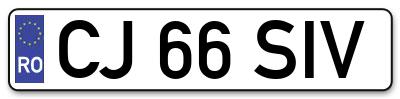 Placuta inmatriculare numar auto  CJ-66-SIV, CJ 66 SIV, CJ66SIV