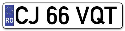 Placuta inmatriculare numar auto  CJ-66-VQT, CJ 66 VQT, CJ66VQT