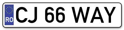 Placuta inmatriculare numar auto  CJ-66-WAY, CJ 66 WAY, CJ66WAY