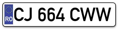 Placuta inmatriculare numar auto  CJ-664-CWW, CJ 664 CWW, CJ664CWW