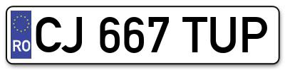 Placuta inmatriculare numar auto  CJ-667-TUP, CJ 667 TUP, CJ667TUP