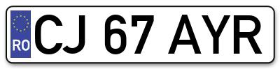 Placuta inmatriculare numar auto  CJ-67-AYR, CJ 67 AYR, CJ67AYR