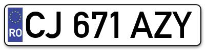 Placuta inmatriculare numar auto  CJ-671-AZY, CJ 671 AZY, CJ671AZY