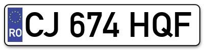 Placuta inmatriculare numar auto  CJ-674-HQF, CJ 674 HQF, CJ674HQF