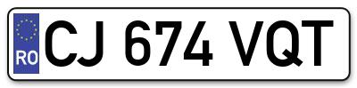 Placuta inmatriculare numar auto  CJ-674-VQT, CJ 674 VQT, CJ674VQT