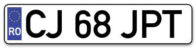 Placuta inmatriculare numar auto  CJ-68-JPT, CJ 68 JPT, CJ68JPT
