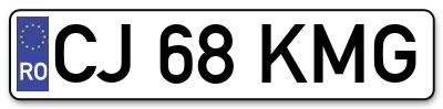Placuta inmatriculare numar auto  CJ-68-KMG, CJ 68 KMG, CJ68KMG