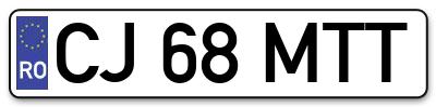 Placuta inmatriculare numar auto  CJ-68-MTT, CJ 68 MTT, CJ68MTT